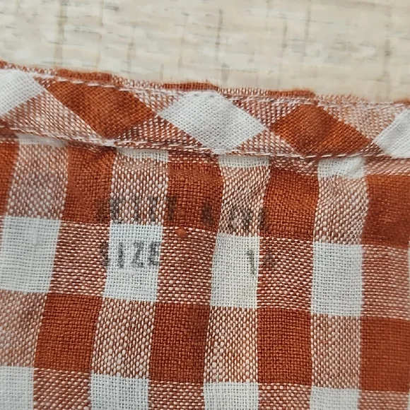 Betty And Eve, Handmade 100% Linen Red Gingham Mini Dress - Picture 3 of 5